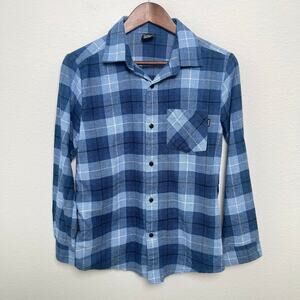 Hurley Blue Plaid Button Up Shirt Youth Large 12-13Y Cotton Blend Long Sleeve